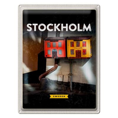 Targa in metallo da viaggio 30x40 cm Stoccolma Svezia Casa Art. n