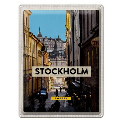 Signe en étain voyage 30x40cm, Stockholm, suède, voyage dans la vieille ville