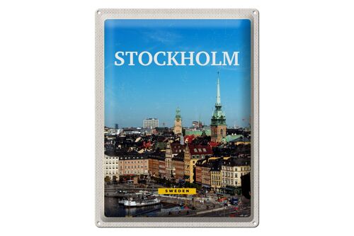 Blechschild Reise 30x40cm Stockholm Schweden Altstadt Overview