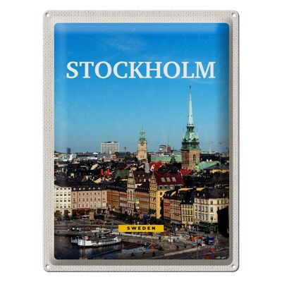 Blechschild Reise 30x40cm Stockholm Schweden Altstadt Overview