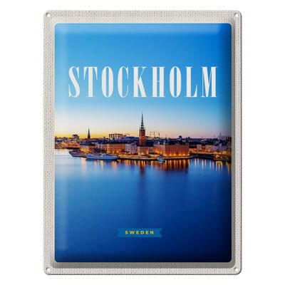 Targa in metallo da viaggio 30x40 cm Stoccolma Svezia viaggio in città sul mare