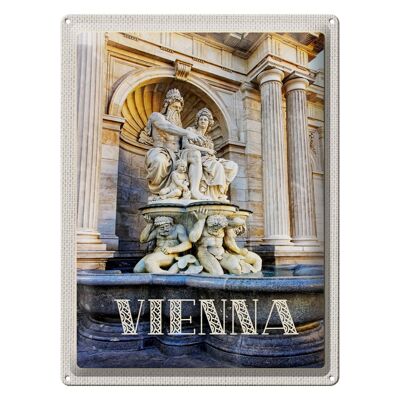 Cartel de chapa de viaje, escultura de fuente de Viena, Austria, 30x40cm