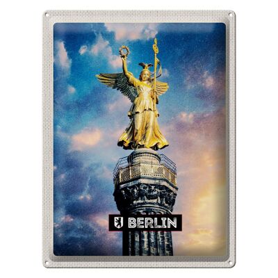 Targa in metallo da viaggio 30x40 cm Berlino DE Alexanderplatz Colonna della Vittoria