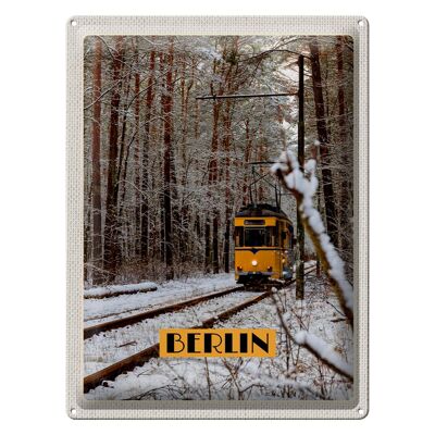 Targa in metallo da viaggio 30x40 cm Berlino Germania Treno Neve