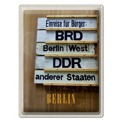 Targa in metallo da viaggio 30x40 cm Berlino DE BRD DDR West immagine