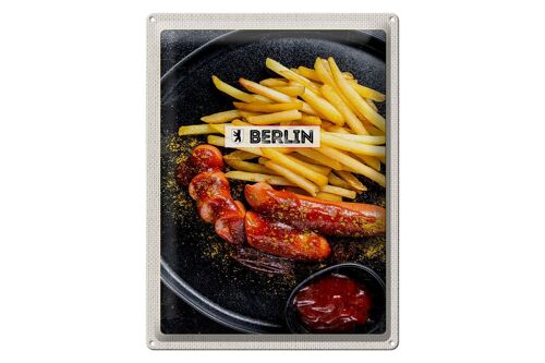 Blechschild Reise 30x40cm Berlin Deutschland Currywurst Essen