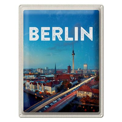 Targa in metallo da viaggio 30x40 cm Torre della televisione di Berlino Germania