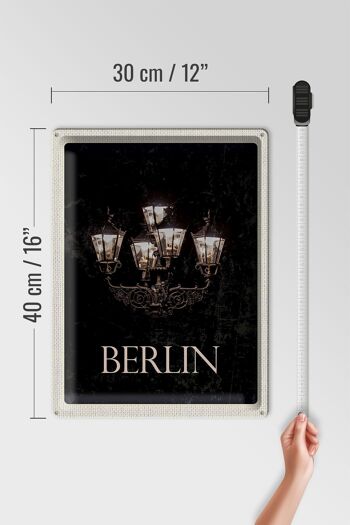 Plaque en tôle Voyage 30x40cm Berlin Allemagne noir blanc 4