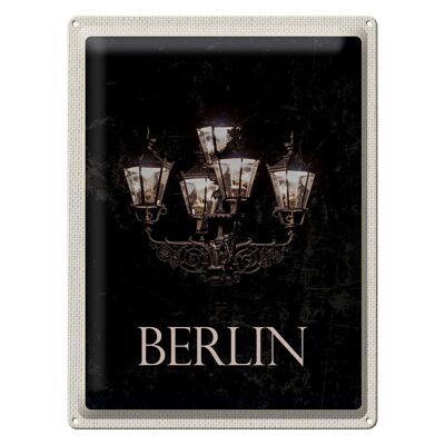 Cartel de chapa viaje 30x40cm Berlín Alemania negro blanco