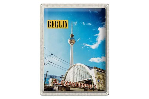 Blechschild Reise 30x40cm Berlin DE Fernsehturm Alexanderplatz