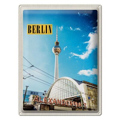 Cartel de chapa viaje 30x40cm Berlín DE Torre de TV Alexanderplatz