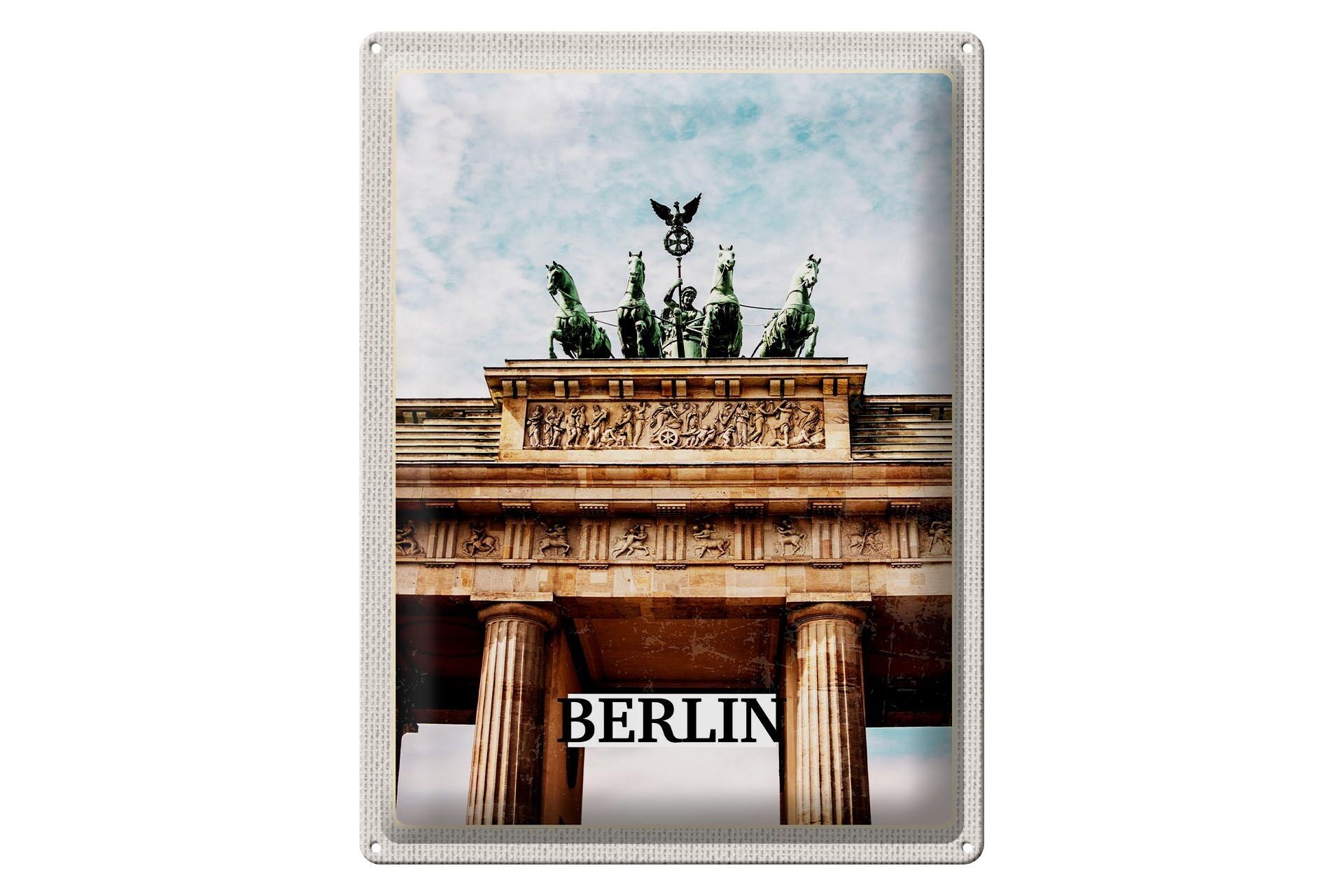 Blechschild Reise 30x40cm Berlin Deutschland Brandenburger Tor