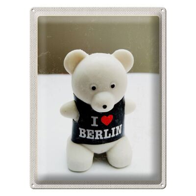 Targa in metallo da viaggio 30x40 cm Berlino Germania Figura dell'orso polare