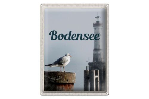 Blechschild Reise 30x40cm Bodensee Deutschland Leuchtturm