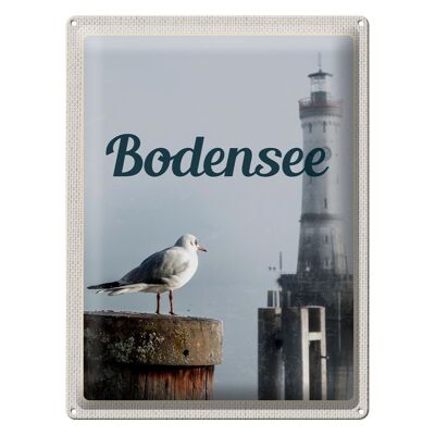 Tin sign travel 30x40cm Lake Constance Germany lighthouse
