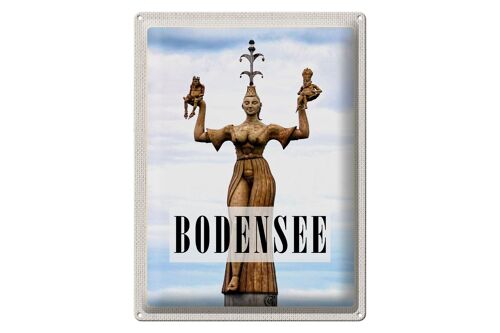 Blechschild Reise 30x40cm Bodensee Deutschland Statue Frau