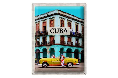 Blechschild Reise 30x40cm Cuba Karibik Oldtimer Haus