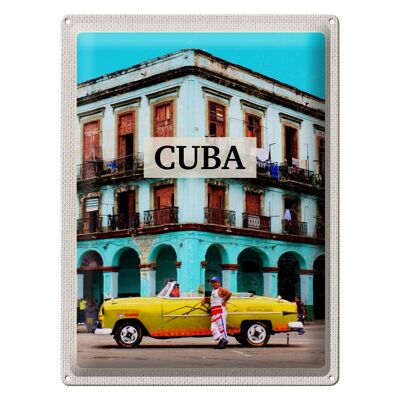 Cartel de chapa viaje 30x40cm Cuba Caribe casa de coches antiguos