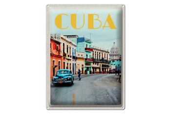 Plaque en tôle voyage 30x40cm Cuba Caraïbes centre ville ville 1