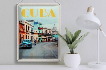 Plaque en tôle voyage 30x40cm Cuba Caraïbes centre ville ville 3