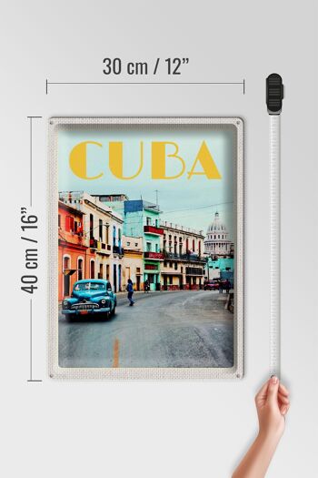 Plaque en tôle voyage 30x40cm Cuba Caraïbes centre ville ville 4