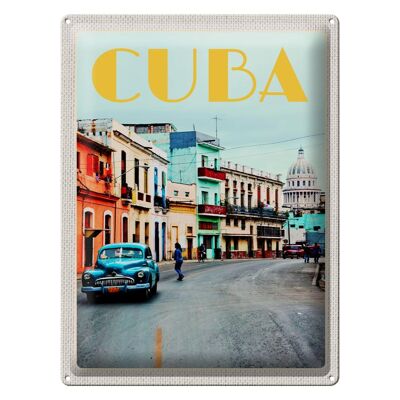 Targa in metallo da viaggio 30x40 cm Cuba Caraibi centro città