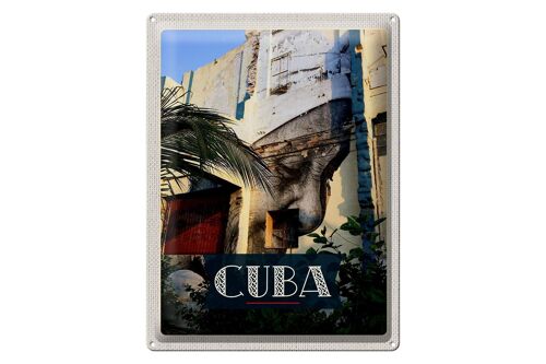 Blechschild Reise 30x40cm Cuba Karibik Gemälde auf Hauswand