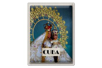 Plaque en tôle voyage 30x40cm Cuba Reine des Caraïbes en statue 1