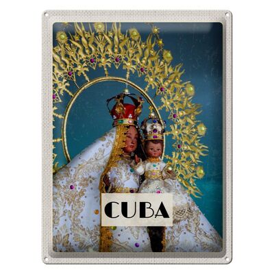 Targa in metallo da viaggio 30x40 cm Cuba Caribbean Queen come statua