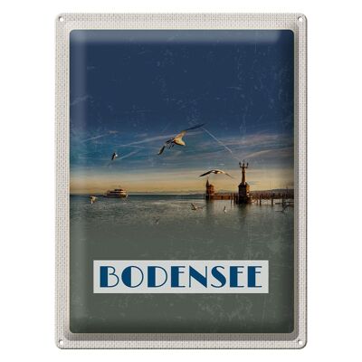 Blechschild Reise 30x40cm Bodensee Deutschland Strand See Möwe