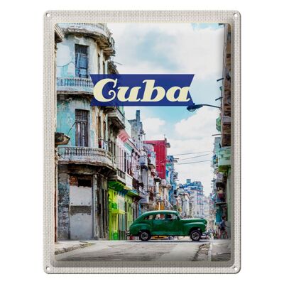 Targa in metallo da viaggio 30x40 cm Cuba Caraibi pittura vacanza