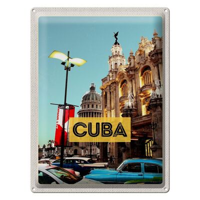 Targa in metallo da viaggio 30x40 cm Cuba Caribbean Downtown Vacation
