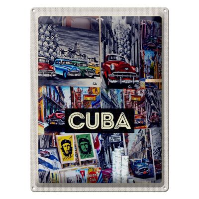 Targa in metallo da viaggio 30x40 cm Cuba Caribbean Freedom City Painting