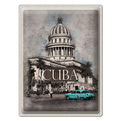 Blechschild Reise 30x40cm Cuba Karibik Gemälde Oldtimer