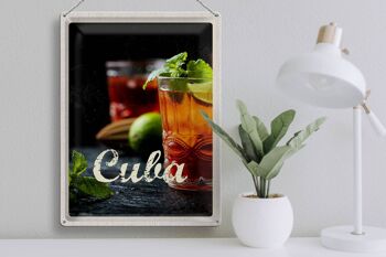 Signe en étain voyage 30x40cm, Cuba, caraïbes, Cocktail, citron vert, menthe 3