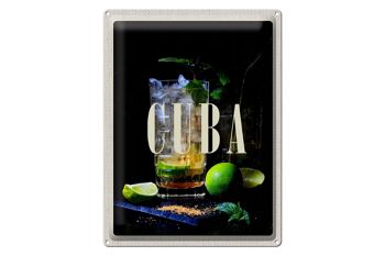 Plaque en tôle voyage 30x40cm Cuba Caribbean Cocktail Lime 1