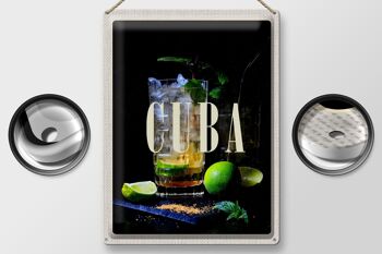 Plaque en tôle voyage 30x40cm Cuba Caribbean Cocktail Lime 2