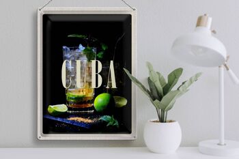 Plaque en tôle voyage 30x40cm Cuba Caribbean Cocktail Lime 3