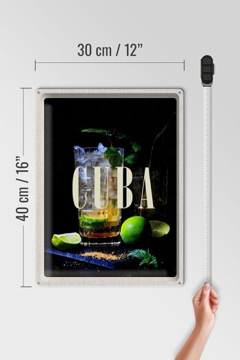 Plaque en tôle voyage 30x40cm Cuba Caribbean Cocktail Lime 4