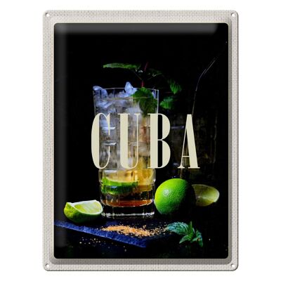 Targa in metallo da viaggio 30x40 cm Cuba Caribbean Cocktail Lime
