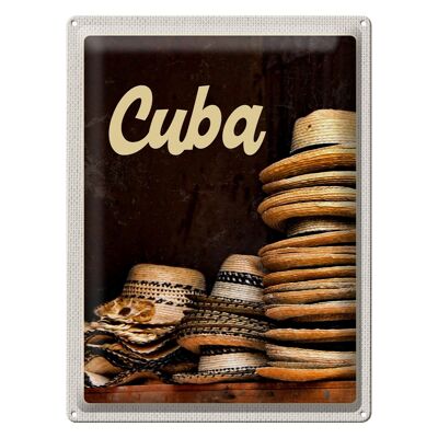 Cartel de chapa viaje 30x40cm Cuba Caribe sombrero venta