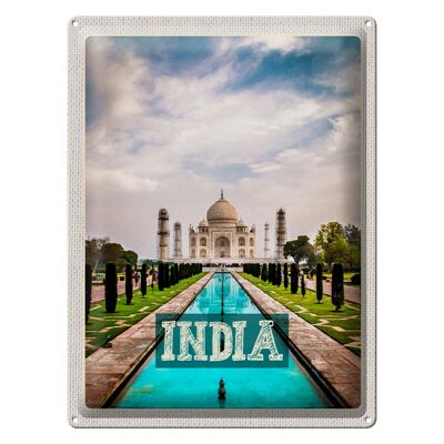 Targa in metallo da viaggio 30x40 cm India Taj Mahal Agra Garden