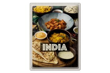 Signe en étain voyage 30x40cm, nourriture indienne, curry, poulet, riz 1