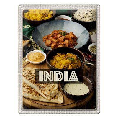 Targa in metallo da viaggio 30x40 cm India Food Curry Pollo Riso