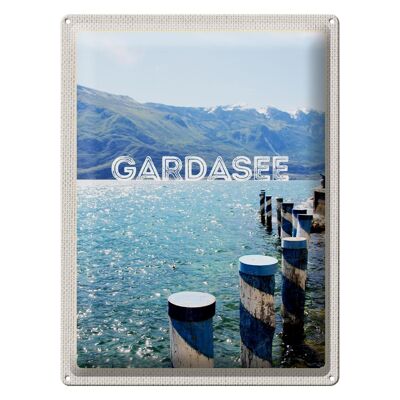 Cartel de chapa de viaje, 30x40cm, lago de Garda, Italia, lago, montañas, viaje