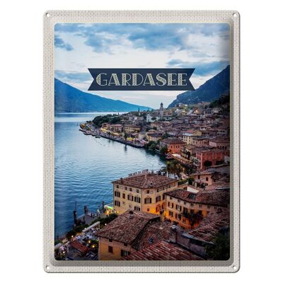 Cartel de chapa Travel 30x40cm Lago Garda Italia Vista Ciudad Lago
