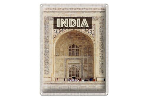 Blechschild Reise 30x40cm Indien Taj Mahal Eingang Menschen