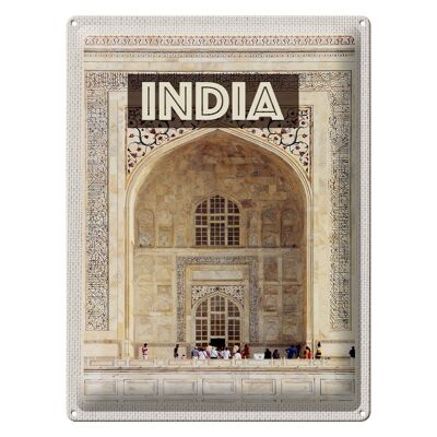 Blechschild Reise 30x40cm Indien Taj Mahal Eingang Menschen