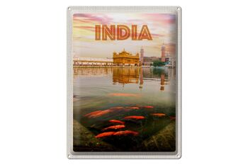 Panneau de voyage en étain, 30x40cm, Temple indien, Amritsar, lac sacré 1