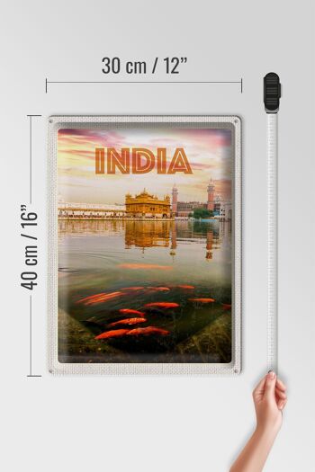 Panneau de voyage en étain, 30x40cm, Temple indien, Amritsar, lac sacré 4